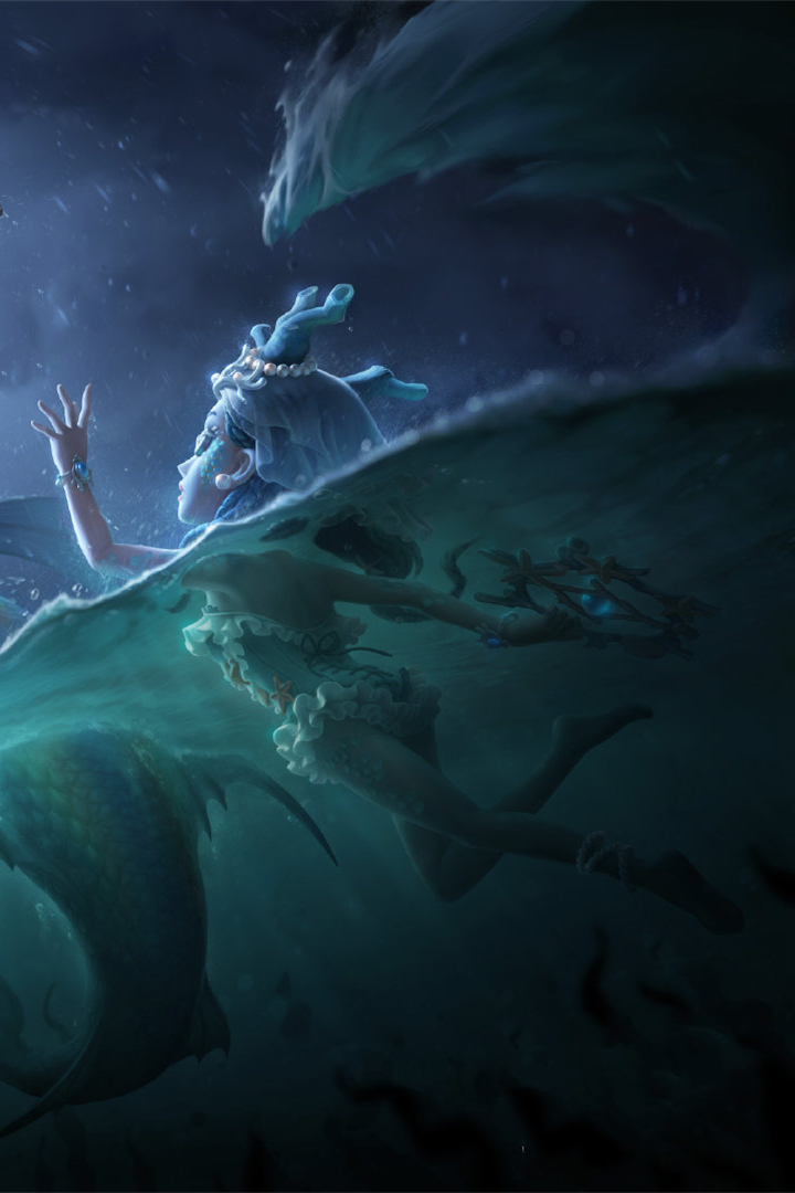 第五人格渔女金皮曝光,果然是哀艳的人鱼!井盖娘浅蓝短裙很可爱