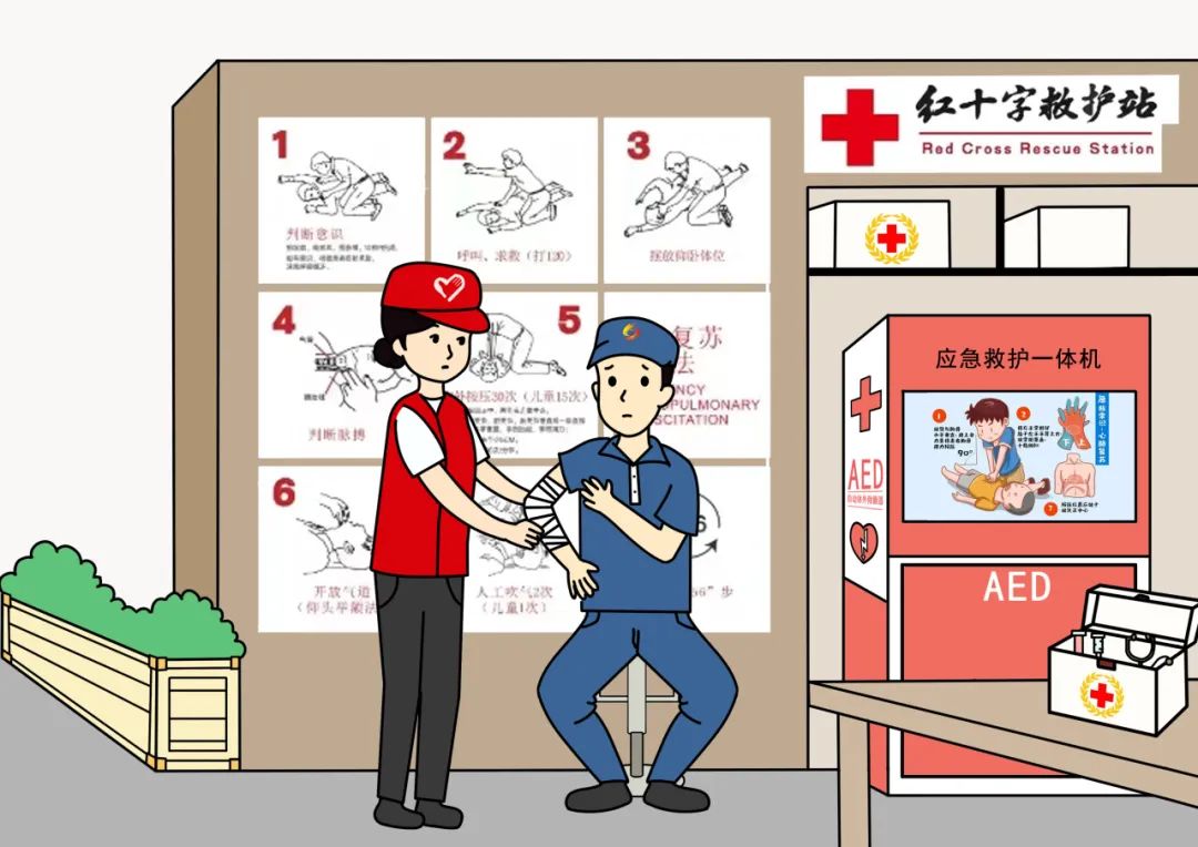 向左滑动一不小心擦伤扭伤,也不用着急去医院,红十字救护站提供紧急