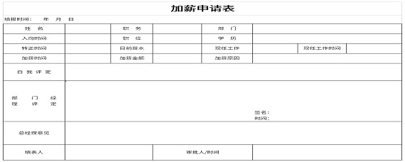 加薪申请表模板图片