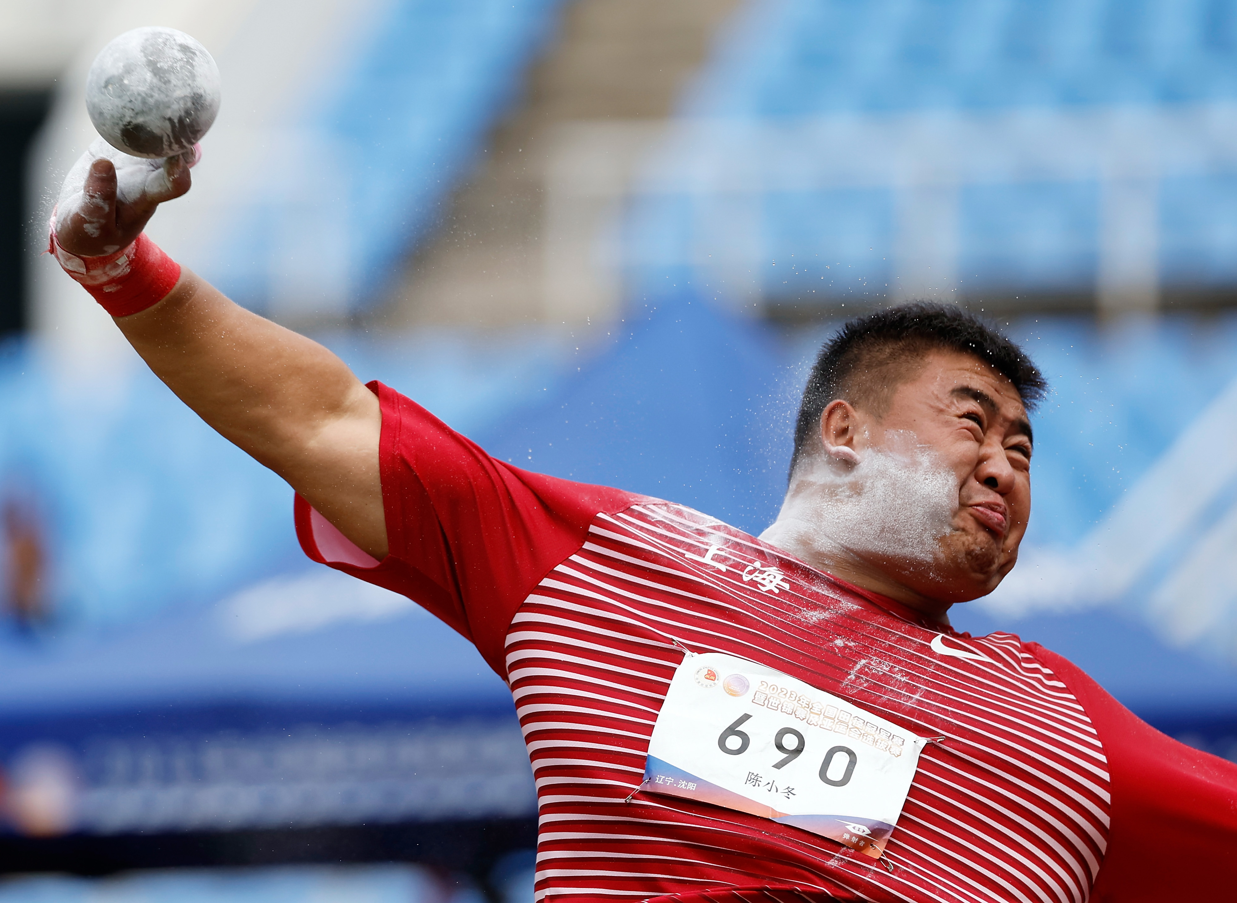 田径——全国冠军赛:男子铅球赛况