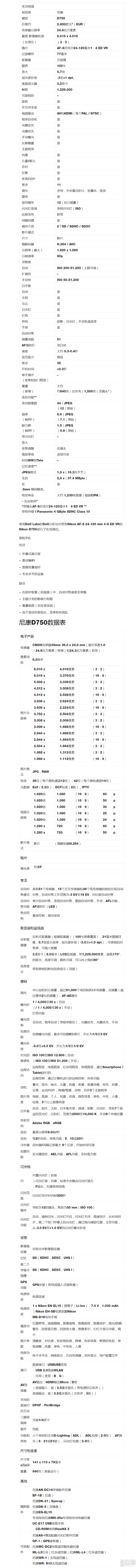 d750参数图片