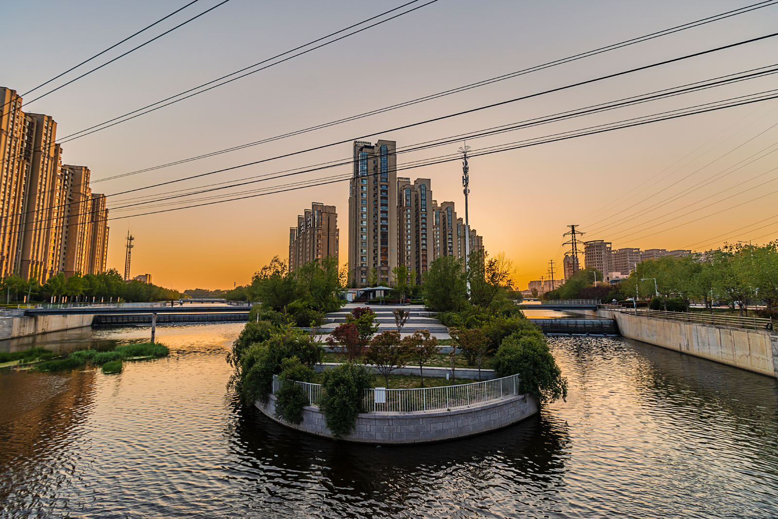 胶州云溪河交汇处的景色尽显河道之美