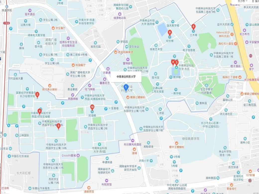 中南林业科技大学地图图片