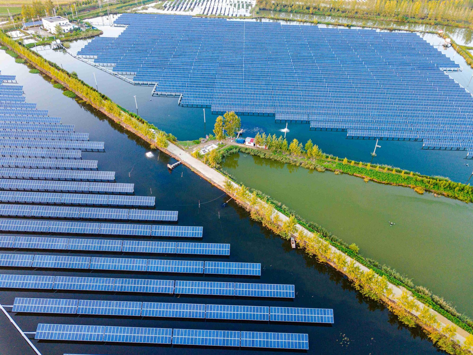 江苏连云港:"渔光互补"光伏发电 绿色能源助力乡村振兴