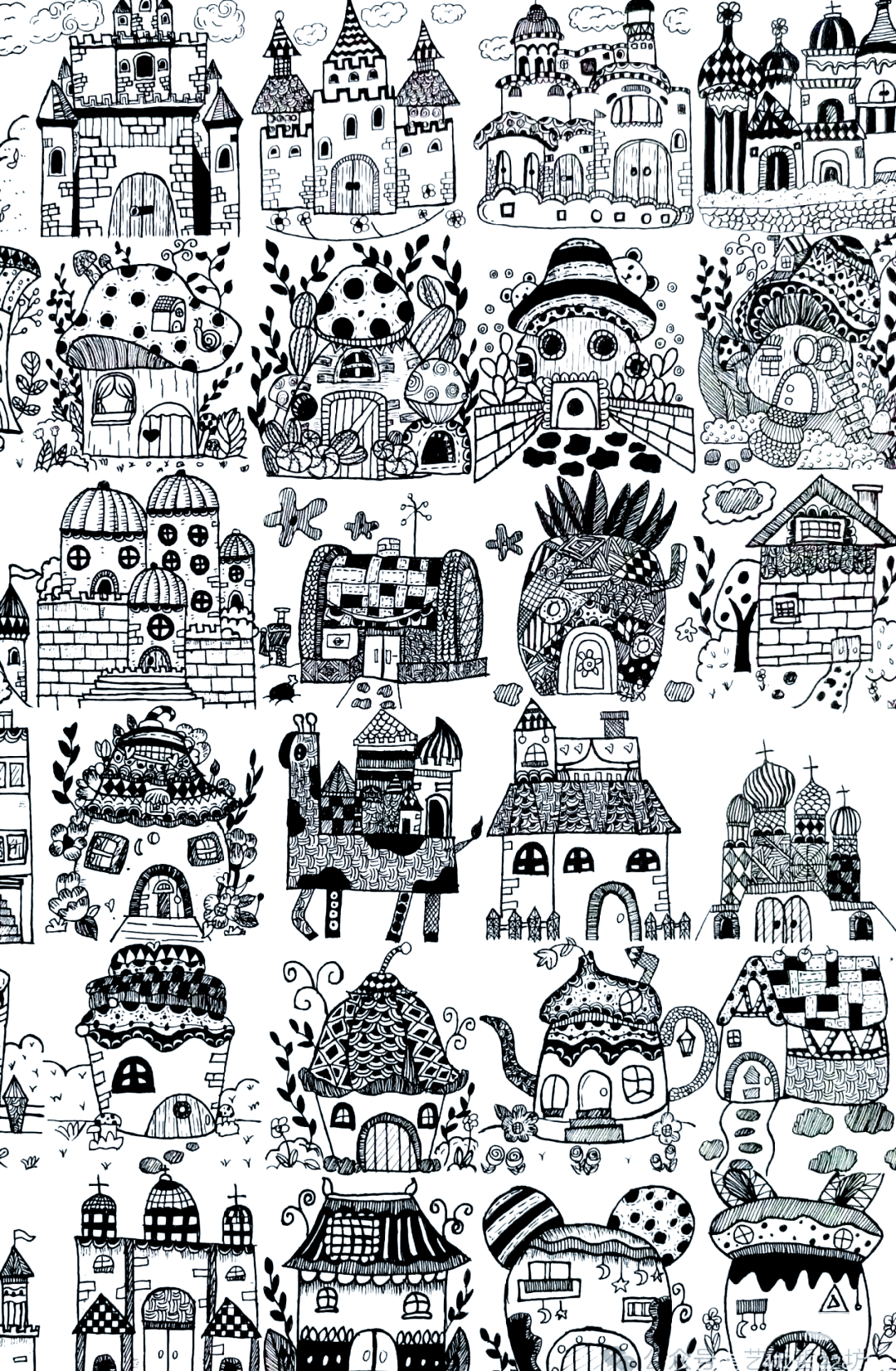 建筑风景与线描装饰画:探索简洁线条中的艺术魅力