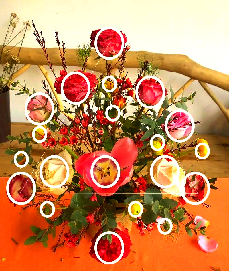 西方式三角形插花,以其严谨的对称感和封闭式风格著称,常用于需要规则