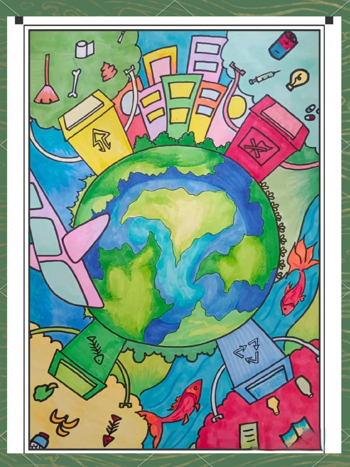 绿色地球绘画:呼唤保护环境的艺术使命