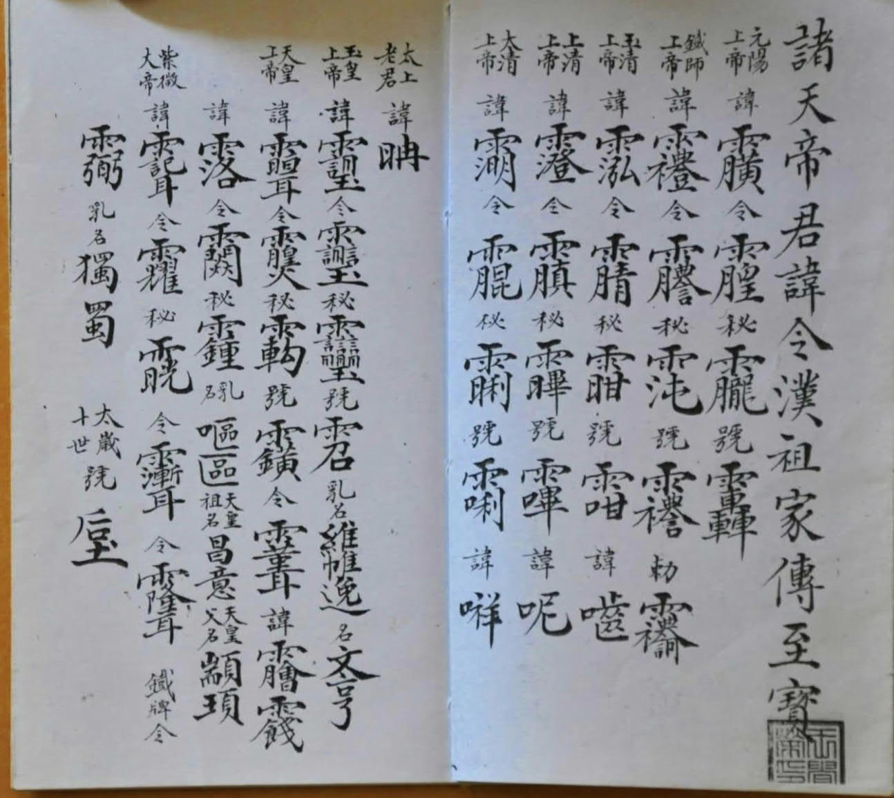 道教法本《诸天帝讳》讳字全书26页