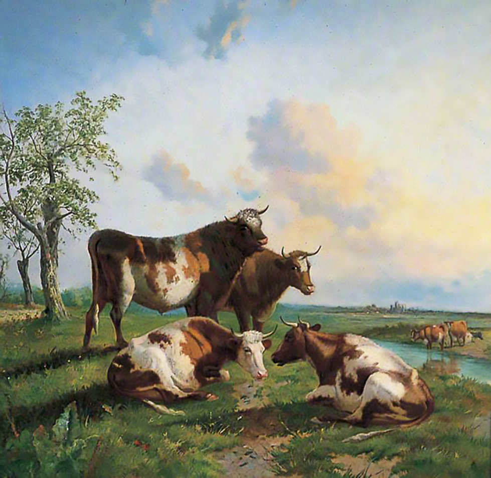 为什么画成这样?英国油画中的奶牛几乎是完全长方形的