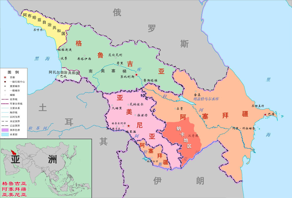 高加索行政区划图片