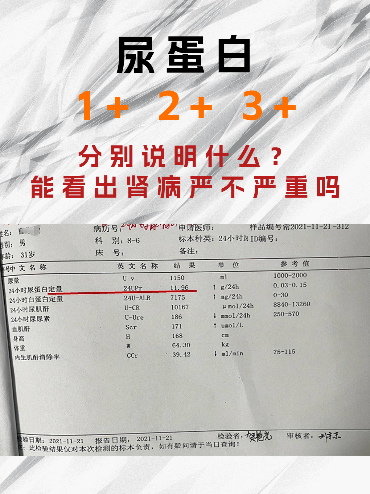 尿蛋白1 ,2 ,3 ,分别说明什么?