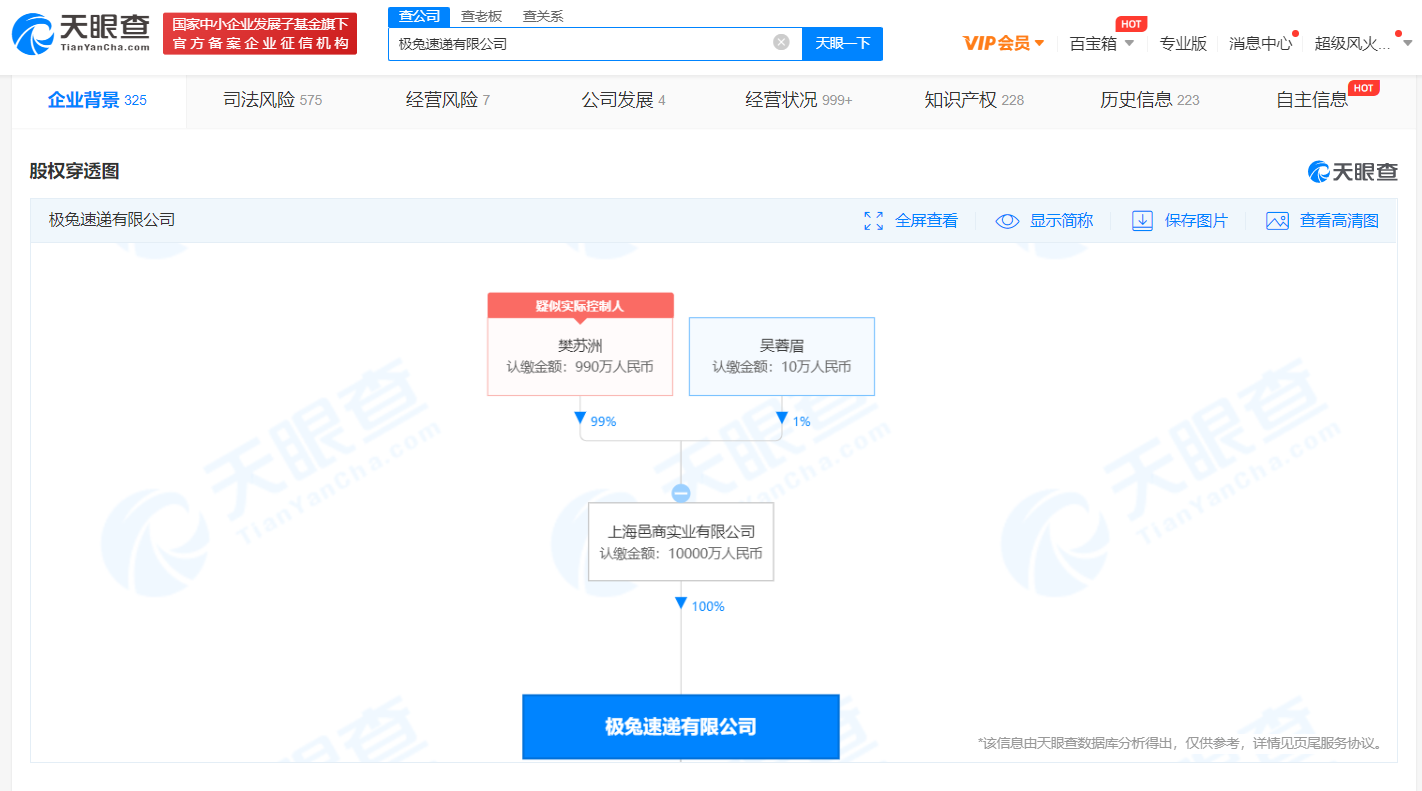 樊苏洲卸任极兔速递法定代表人