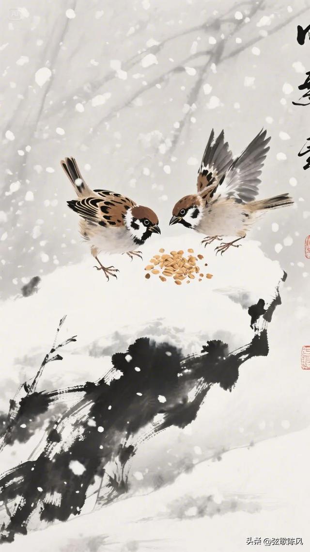 国画之美一一一麻雀,家巧儿