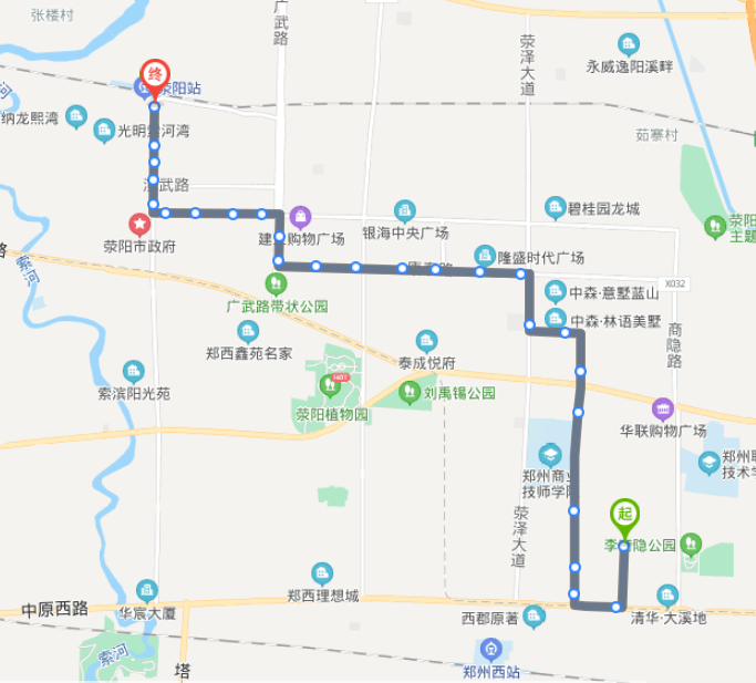 河南荥阳火车站途经公交车线路乘坐点及其运行时间