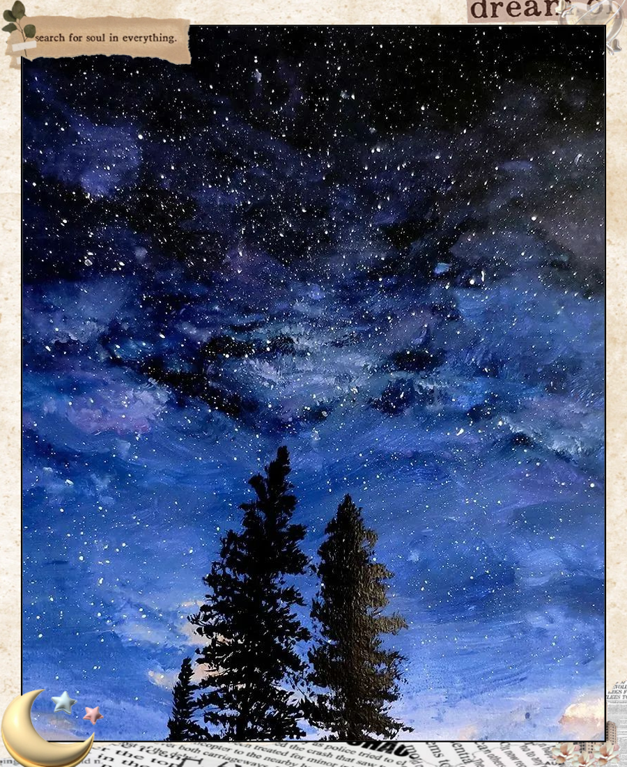 用画纸模拟宇宙星空,感受水粉的奇妙