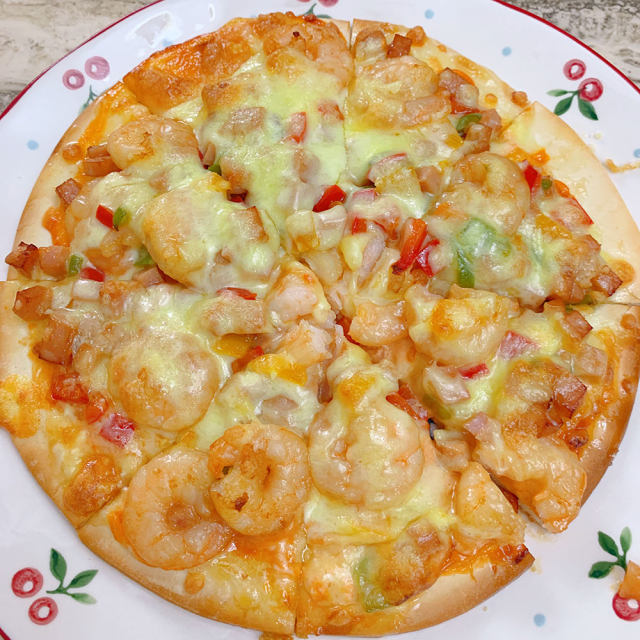 虾仁披萨,用料十足,超级美味
