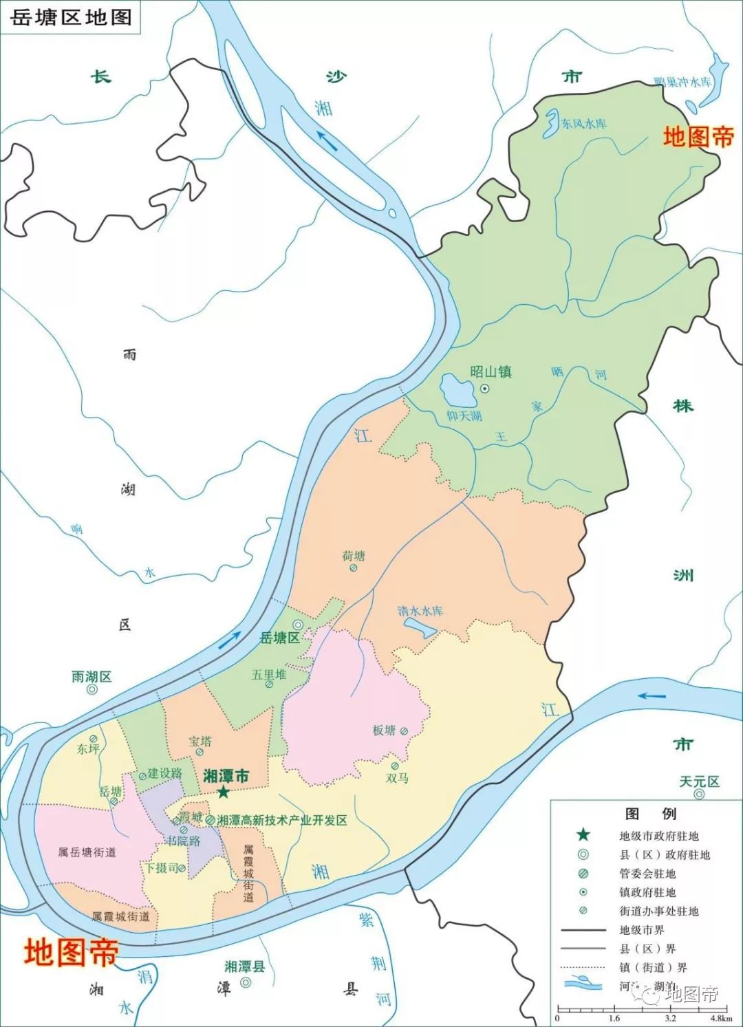 湘潭市各区县行政区地图