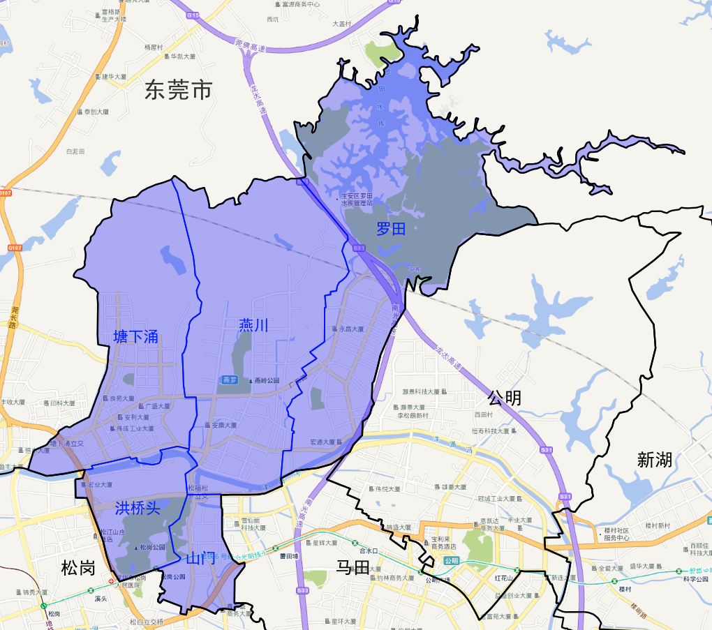 深圳市宝安区燕罗街道社区分布地图