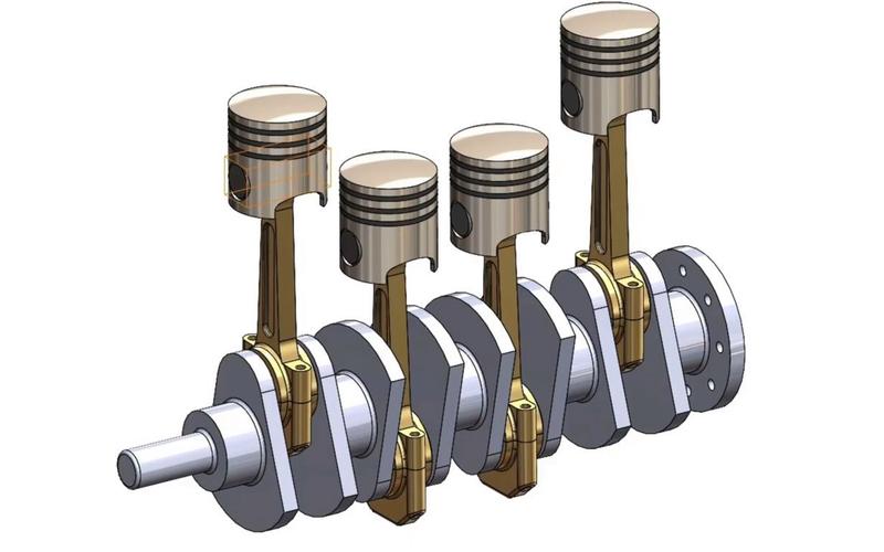 在这种配置中,中间的两个缸的活塞会同步进行上下运动,而位于两侧的两
