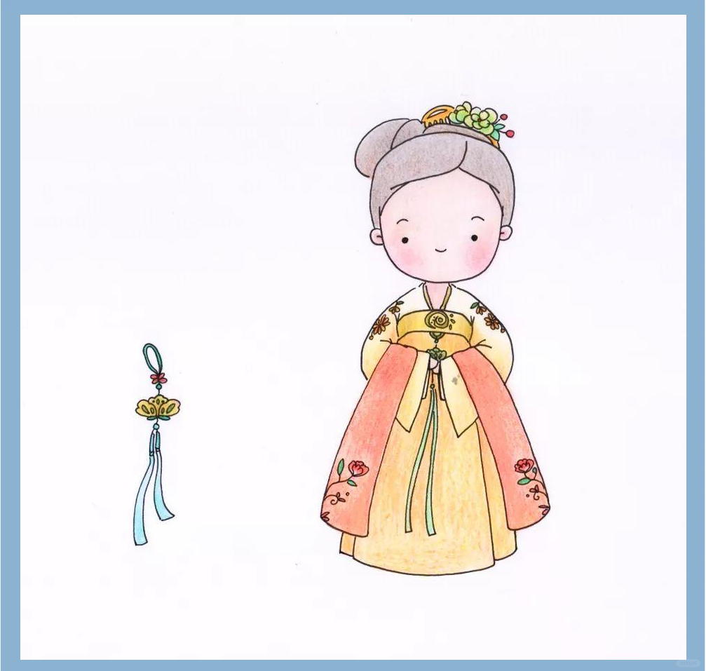 汉服与简笔画结合,传统与现代交融之美