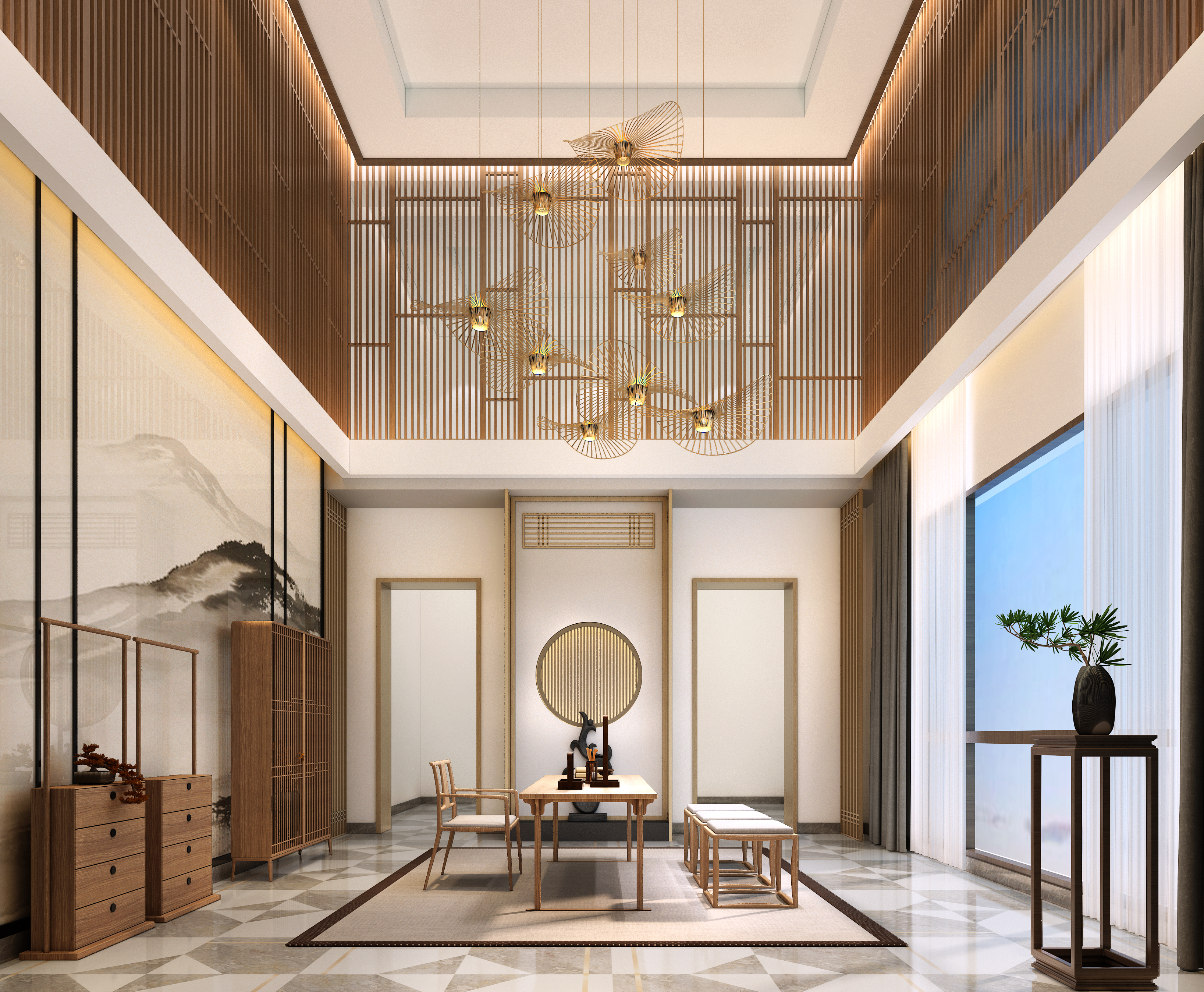 刘毅总茶室空间设计 新中式风格展现空间美感