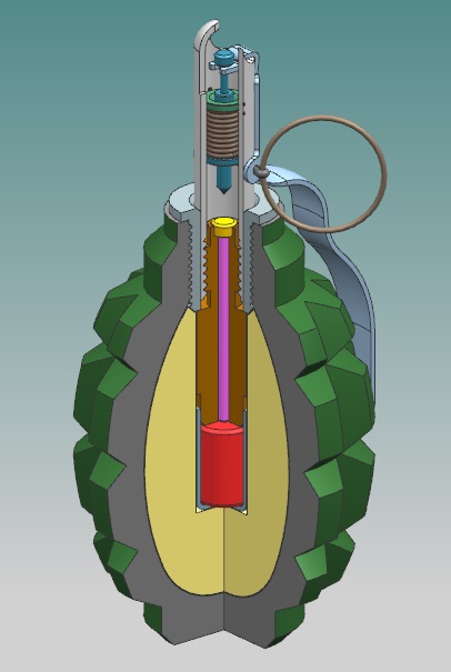 手榴弹的结构3d动画图片