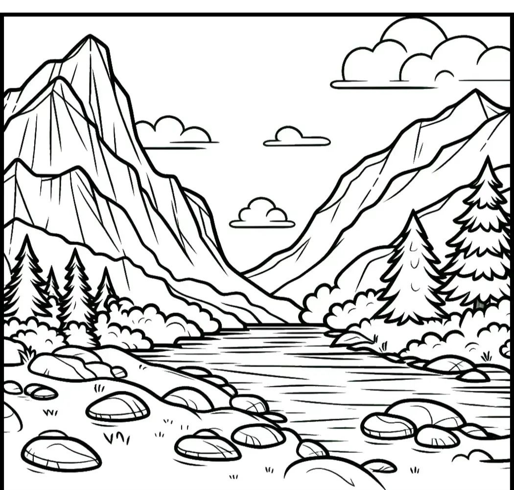 多种山脉自然风景线稿图,值得收藏