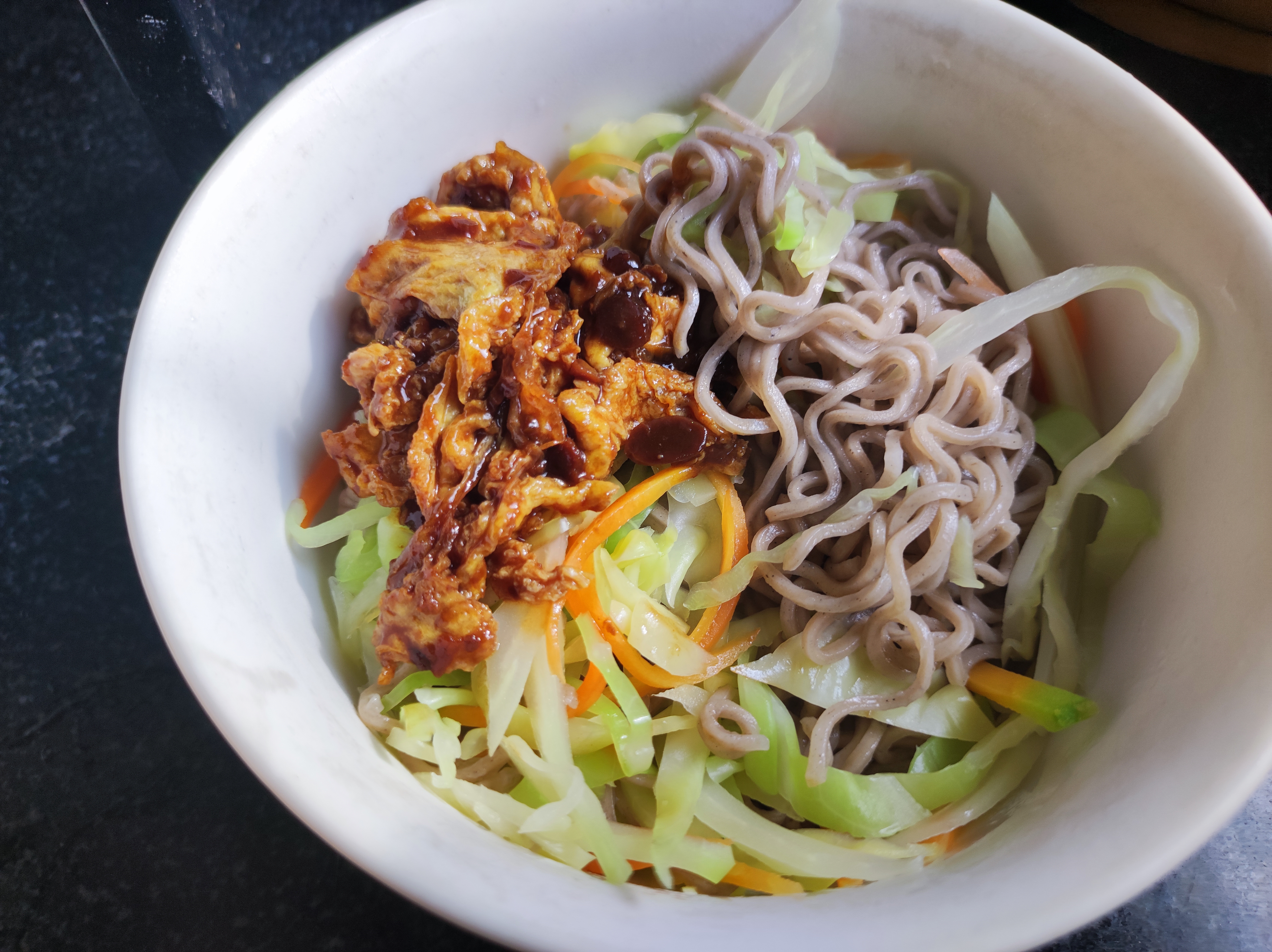 做个简单省事的荞麦鸡蛋炸酱面