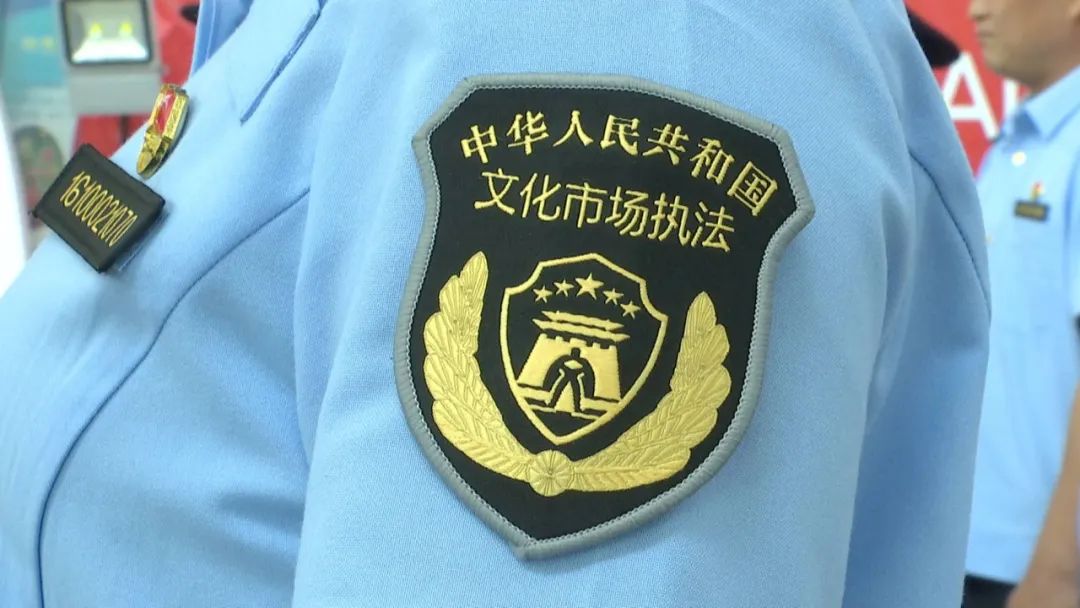 松枝以及"中华人民共和国文化市场执法"字样组成,臂章盾牌内图案由