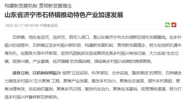 构建新发展机制贯彻新发展理念济宁市石桥镇推动特色产业加速发展