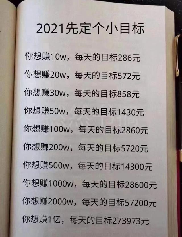 2021年你的挣钱目标是多少呢?