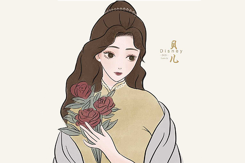 迪士尼公主大玩民国风,仙蒂不再是灰姑娘,摇身一变成豪门阔太