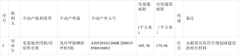 不动产首次登记公告(向业生)