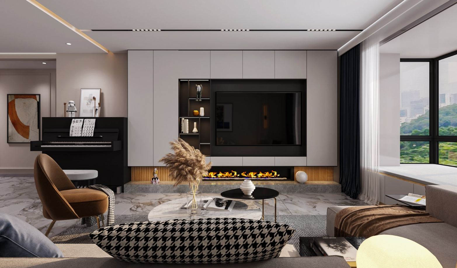 中广宜景湾郡城138平米现代简约风格装修设计案例-全屋装修效果图