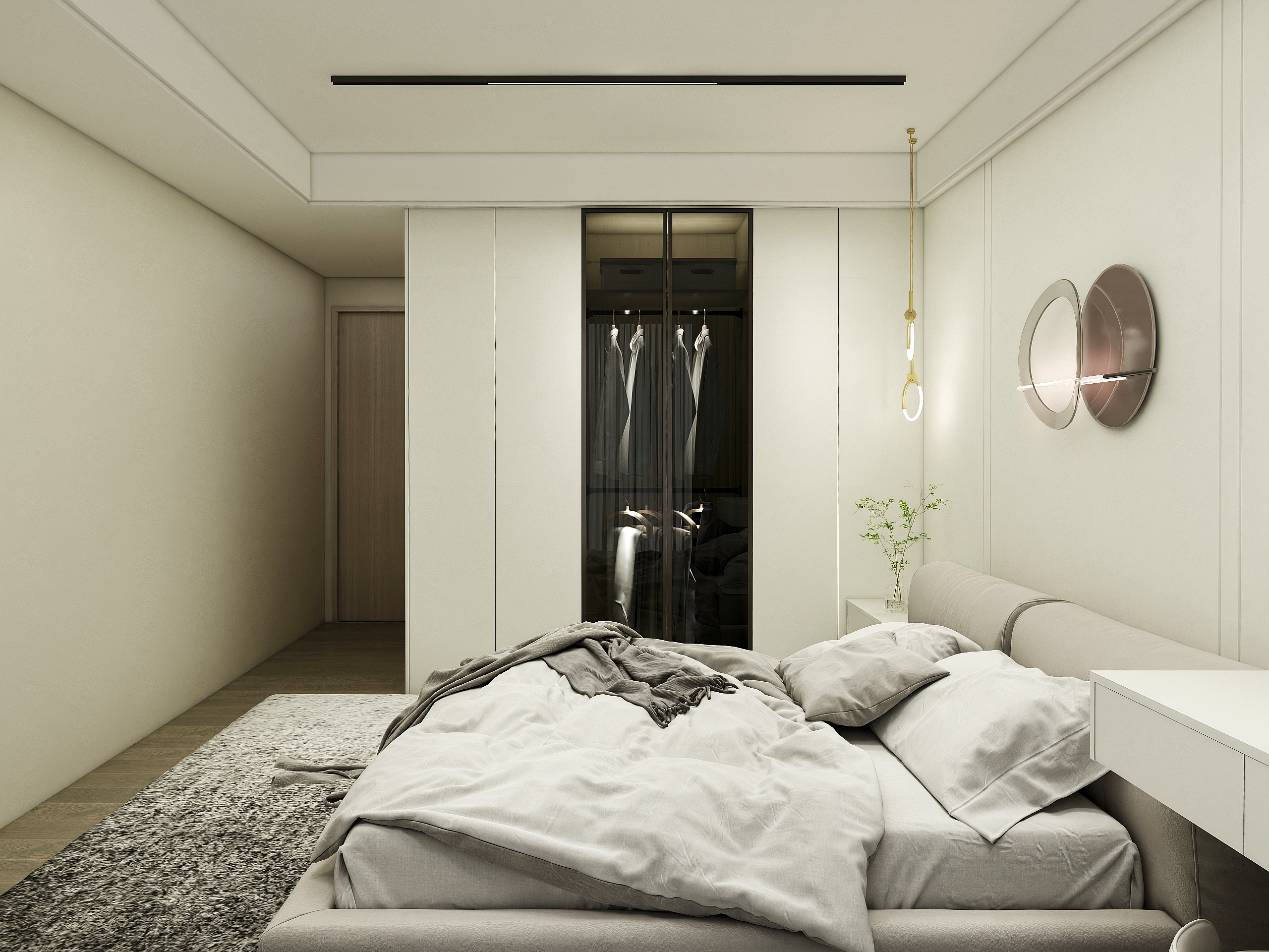 简约风卧室装修|衣柜,护墙,床头柜设计