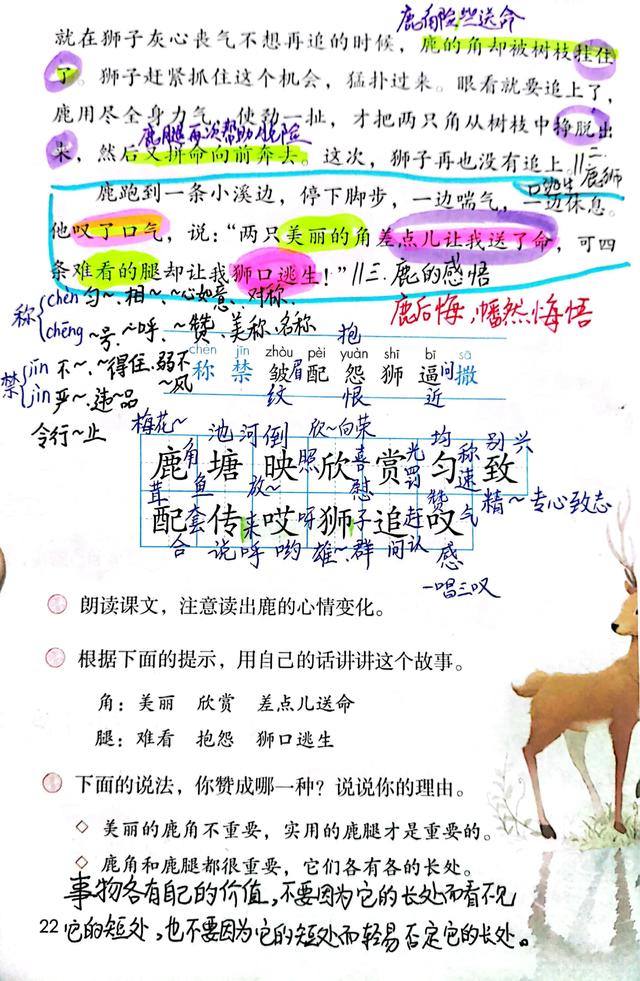 鹿角和鹿腿生字讲解图片