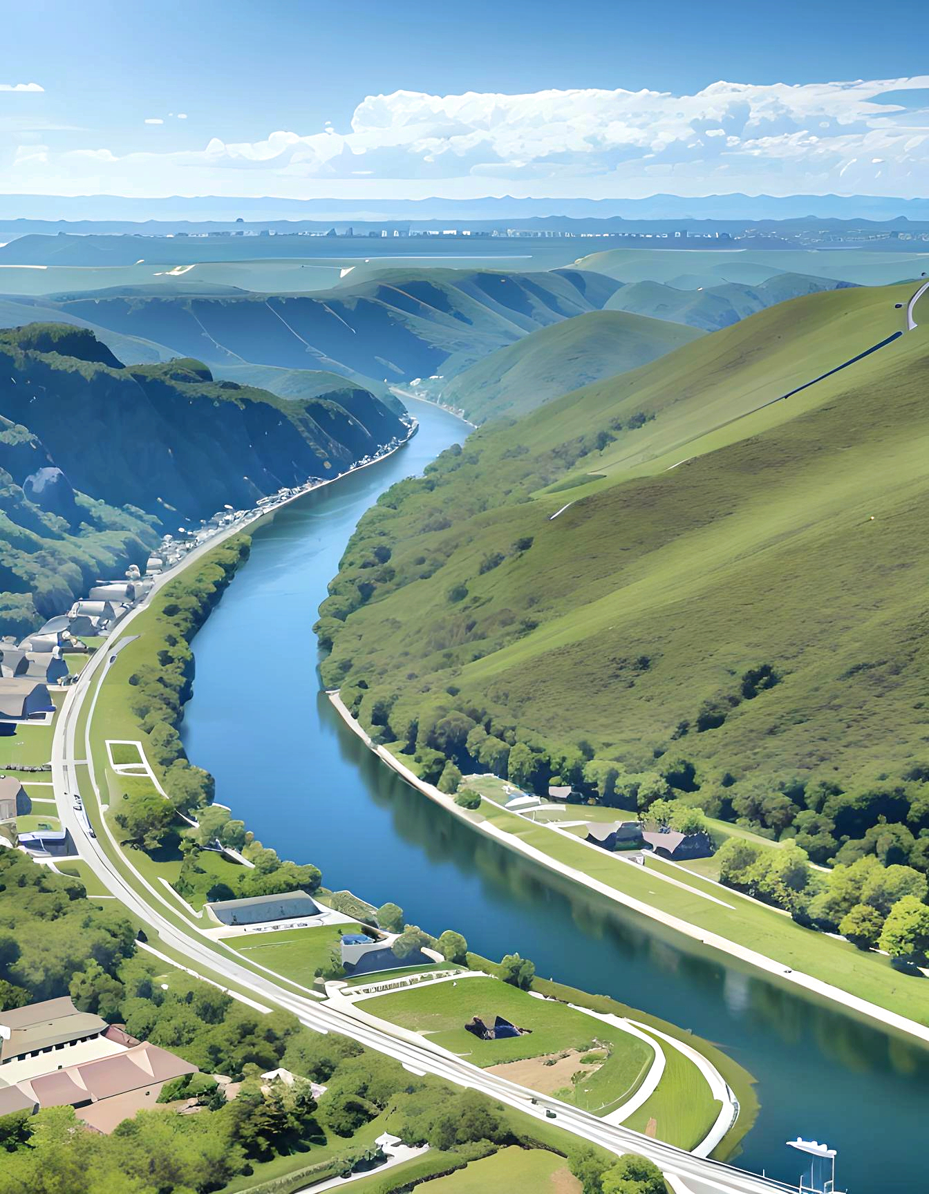 蓝天白云绿水b|壁纸|8k