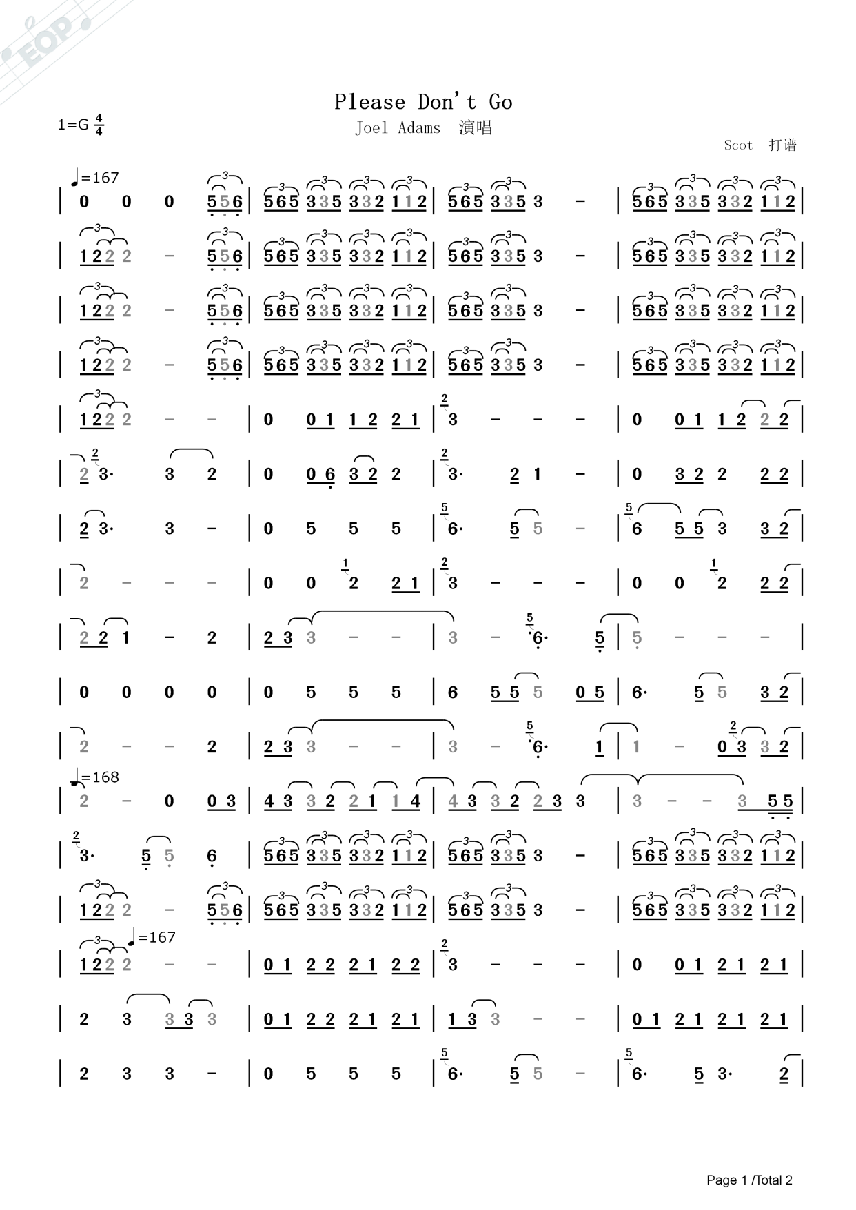 「情歌」please dont go——欢快曲调唱出最痛的分手——动态简谱