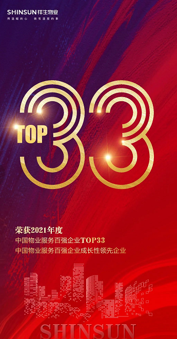 祥生物业荣膺中国物业服务百强top33