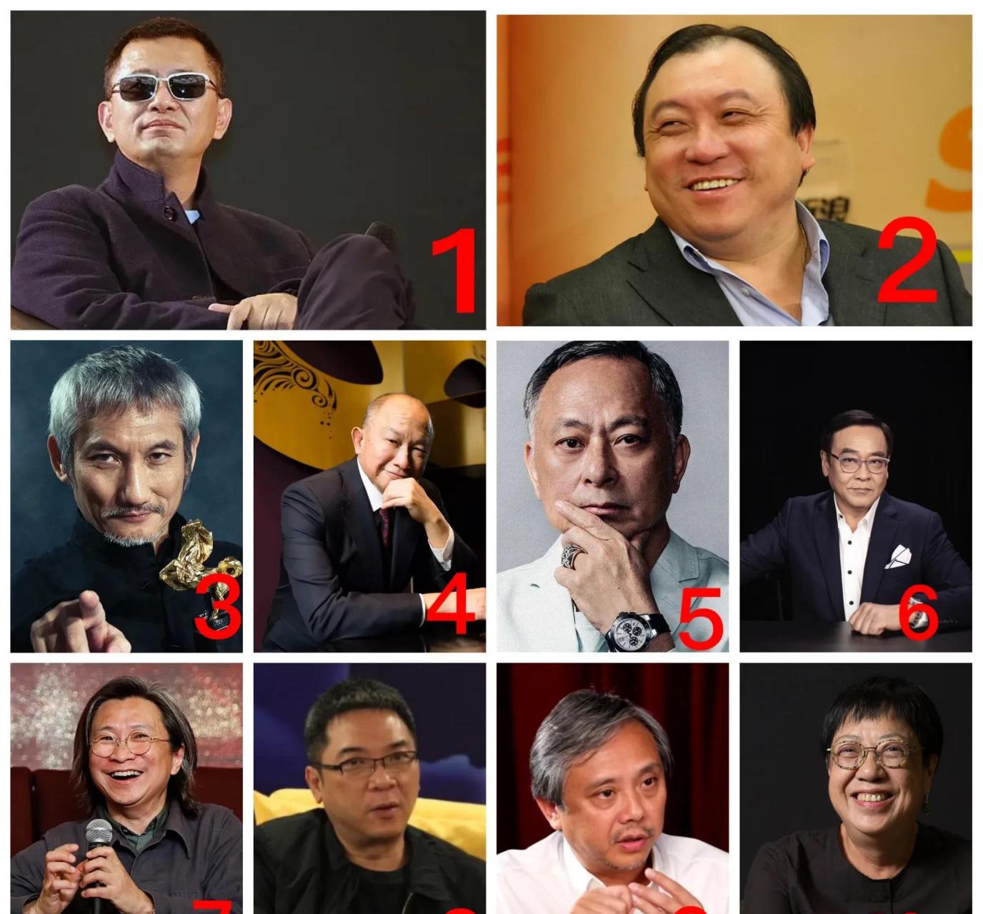 香港著名导演前十排名 1.王家卫 2.王晶 3.徐克 4.吴宇森 5.杜琪峰 6.