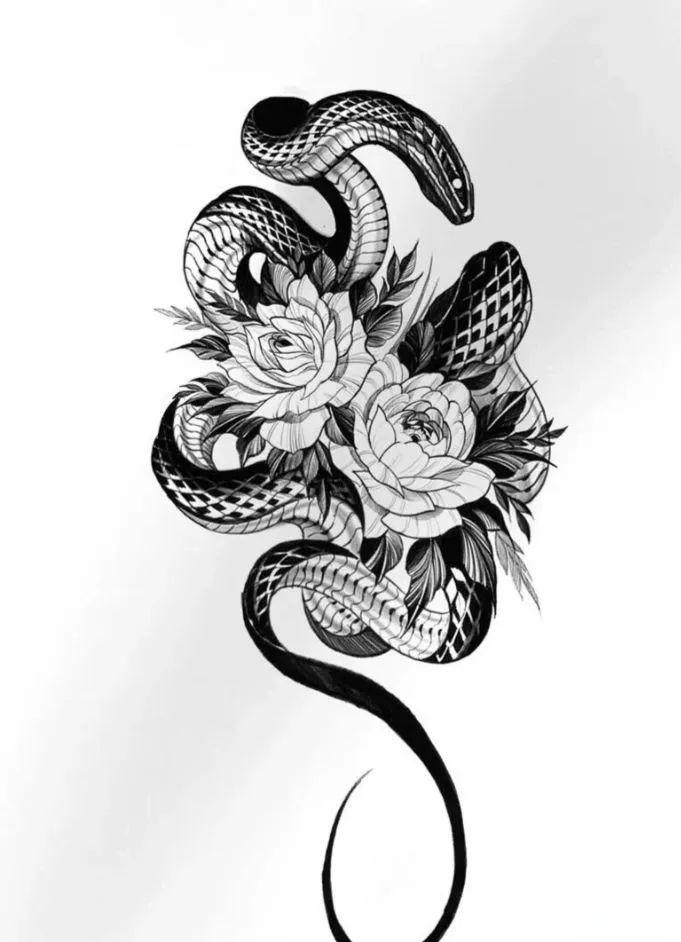 蟒蛇纹身手稿与多样图案欣赏,探索新传统纹身与满背纹身的魅力