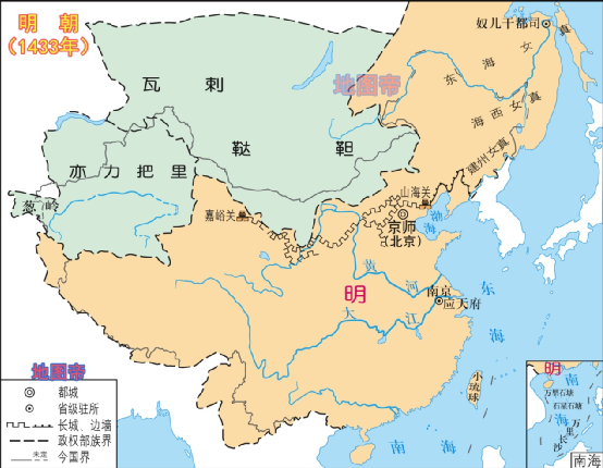 大明朝地图最大时全图图片