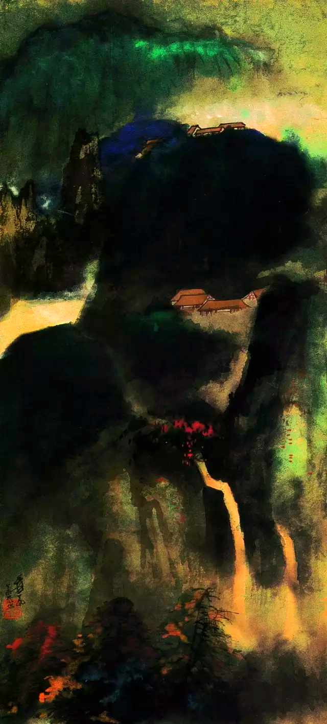 张大千的多幅泼墨山水画欣赏