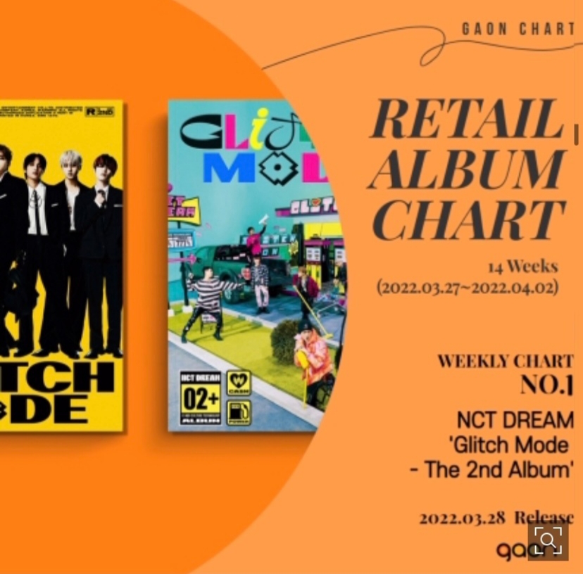 nct dream《glitch mode》,gaon 3月零售专辑排行榜1位