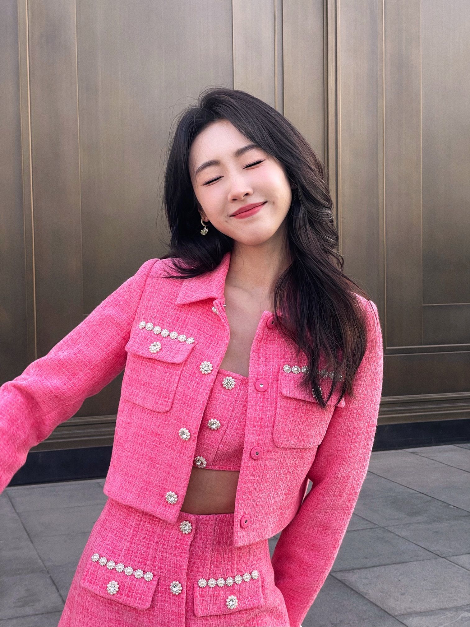 宣璐粉色小香风春日随拍写真