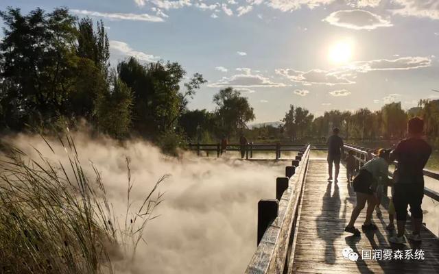 人间仙境!云中河水上公园新增人工造雾系统