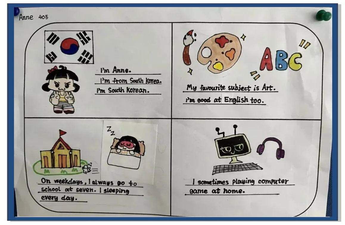 四年级学生开展"my week"主题英语四格漫画活动