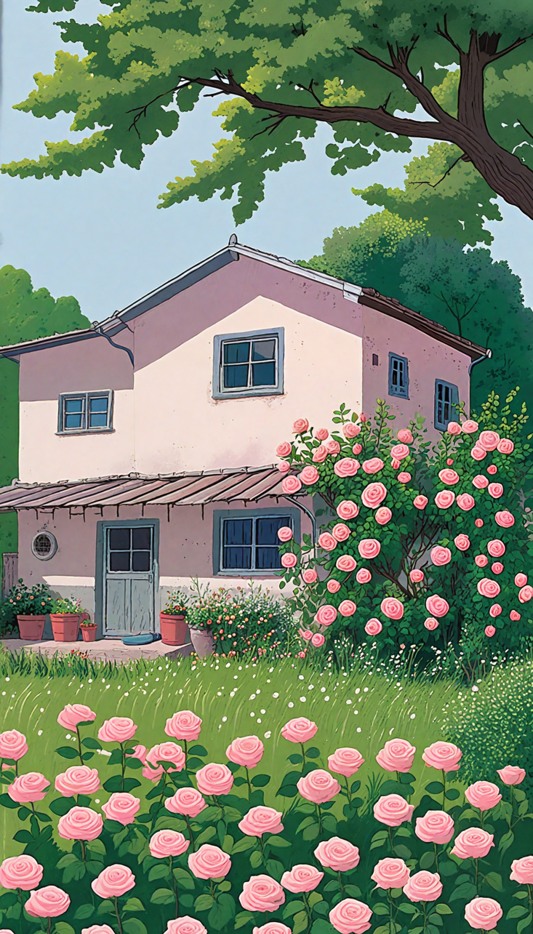 宫崎骏动画风格的秘密花园壁纸,展现自然之美与治愈力量