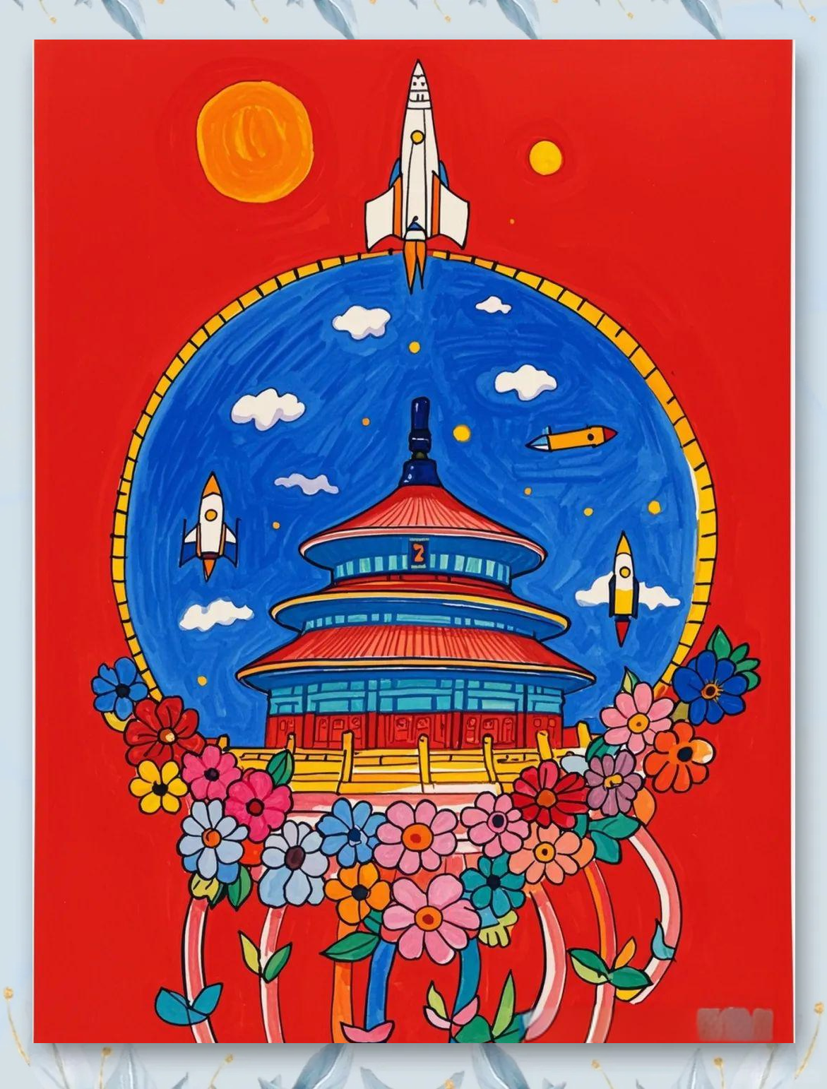 综上所述,要创作出优秀的国庆节儿童获奖绘画作品,需要巧妙结合线描