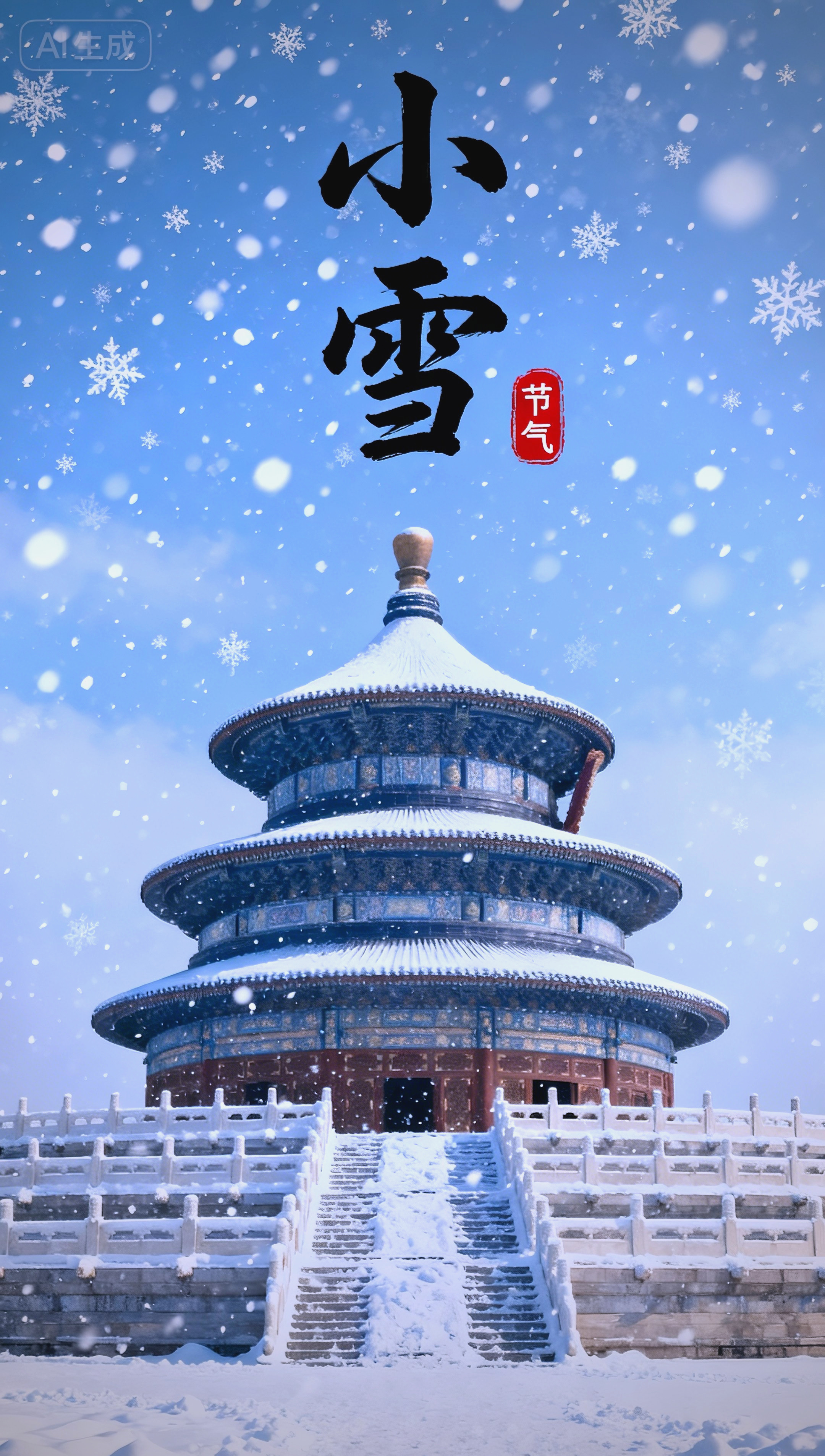 小雪时节的天坛美景:琉璃世界中的和谐意境